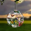 Decoraties Outdoor Solar Garden Licht metaal Decoratieve nachtlampvlinder Pendant Waterdichte vlinderronde Ballicht Weven Mesh