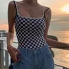 Women's Swimwear Checker One Piece Swimsuit Women Sexy Bandeau Swimming Suit Backless High Leg Beach Wear Bathing For Korean