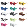 Shauna Metal Hinge rétro Couleur Couleur épaisse des lunettes de soleil carré de femmes Men de mode Y2K Shades UV400 240428