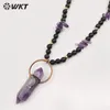 Hangers WT-N1412 WKT 2024 Mooie zwarte AgateAmethystCrystal Quartz Ketting Wedding Women Pendant Sieraden Trend 30 inch