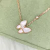 Van Cl ap classic Fanjia Butterfly Necklace 925 Silver Plated 18k Gold Light Luxury Style Fashion Elegant Full Diamond Pendant White Beimu 3T52
