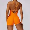 Kvinnors träningsdräkter Set Women Tracksuit Bodysuits Fitness Rompers Sexig One Piece Strap Mage Control Seamless Gym Workout Jumpsuits Sportswear Y240426