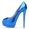 Dress Shoes Fishmouth Blue Light Mouth Single Women'S Platform Stiletto Heels