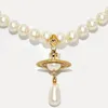 Water Drop 3D Saturn niche design palace water drop pearl necklace retro style popular style with the same trend