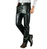 Pantaloni in pelle nera maschile casual casual taglie forti pantaloni per motociclisti per jogging business 240419