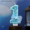 Candles 1Pcs Blue Shell Glitter Number Birthday Candles Cake Toppers Birthday Wedding Digital Cakes Dessert Decor Birthday Decoration d240429