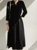 Casual Dresses Long For Women Early Autumn High-end Chic Sleeved Two Color High Waisted Shirt Dress Elegant