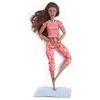 Puppe Yoga Sportpuppe Mini Kleidung DIY Children and Girls Game Express Gegenstände Pink Yoga Kleidung 30,5 cm afrikanische schwarze Hautpuppe Yoga Puppenspielzeug