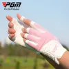 Handschuhe pgm 1 Paar Frauen Open Fingergolfhandschuhe atmungsaktives Mesh PU Sonnenschutzmittel Finger Abdeckung Links und rechts Hand St032