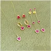 Örhängen halsband 2024 mode lyxiga kärlek hjärtdesigner halsband Set smycken för kvinnor 18k guld rosrosa sten diamant cz zirc dhlv0