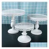 Autres fournitures de fête d'événement 3set stand de gâteau de mariage blanc rond