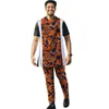 Suisses de survêtement masculines hommes africain ensembles traditionnels de survêtement d'été imprimées à manches courtes t-shirt long pantalon streetwear conception de vêtements masculins