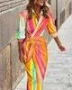 Robes décontractées Robe de créatrice Z7078 Fashion Trend Nouvelle robe à manches longues imprimée Femme