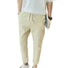 Men's Pants Summer pants for mens Korean trend loose casual small feet 9-point ultra-thin linen street clothing size M-4XL Q240429