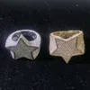Hip Hop Five -Star Pierścienie Mens Złota Srebrna Kolor Ścieżki z Cuubic Zircon Biżuteria Prezenty