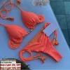 Swimons de maillots de bain pour femmes Couleur solide bikini plissé de maillot de bain à corde tissé à main