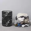 Cestas de armazenamento redondo de mármore saco de armazenamento de linho de algodão cesto de roupa suja dobrável com alças bolsa de armazenamento de roupas sujas de grande capacidade