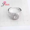 Clusterringen Luxe Clear CZ Crystal Anel 925 Sterling Silver Round Wedding For Women Handmade sieradenvoorstel Ring Vrouw