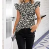 Blouzen voor dames shirts fashon luipaard liefde print korte slve dames tops en blouses 2023 zomer casual kantoor dames top femme blouse shirt y240426