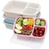 Bento Boxes Microwave Lunch Box Wheat Straw Bento Box med fack Picknick Bento Boxar Fruit Picnic Storage Boxs Kids School Adult Office