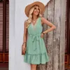 Summer New Women 2024 Fashion Fashion Fresh Style Solid Colore Solid Verve in pizzo Wrap Dress F42939 F42939