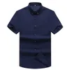 Men's Casual Shirts Plus Size 14XL 160kg High Quality Summer Men Formal Shirt Short Sleeve Dress Wedding Business Navy Blue Purple