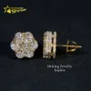 TOP VERKOOP Bloemontwerp 10k vast geelgouden Iced Out Luxury VVS Moissanite Stud oorbellen Hip Hop EarringDesigner sieraden