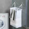 Cestas de armazenamento para cesta de lavanderia de parede saco de rede pendurada com adesivo para roupas sujas cestas de armazenamento banheiro de banheiro malha de malha cesto
