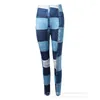 Kvinnors leggings wepbel y2k jean look tyg legging kvinnor mager plast höft hög topp sport midja bodycon blyertsbyxor byxor