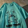 Camisetas masculinas Novo American Retro Rabbit Graffiti Impressão gráfica masculina Camiseta de manga curta unissex em grande tamanho Hip-hop Y2K TOPL2403