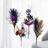 Fleurs décoratives Funny Pumpkin Artifical Flower Branch Ornement Black Halloween atmosphère Décoration Outdoor Garden Horror Decor