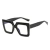 ファッションサングラスフレームビッグサイズの正方形の眼鏡フレーム女性トレンディグラデーション透明コンピューター光レンズメガネアンチブルーレンズアイウェアT240428