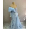 Arabski Nov Aso Light Ebi Sky Blue Syrenca The Bride sukienki cekinowe koronkowe wieczór na balu Formalne przyjęcie urodzinowe celebrytka matka halunów sukienka ZJ040