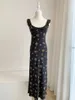 Abiti casual Donne Donne Floral Stampa U-scollo a Uffles senza maniche Maxi Dress