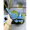 Designers Sandálias Sandálias Floras de Bottilho de Moda Blue Beach Anti -Slip Slip Filos Flipes Bordados Bordados Sapatos Casuais 3