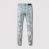 American Amiirii 2024 Purple Jeans Jeans Demin Mens High Fashion Street Buntes Hot Diamond Patch Live Slim Fit HK7Y