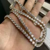 Hq Gems Hip Hop Jewelry 24 Inch 9k Real Yellow Gold Vvs Moissanite Diamond 5mm Tennis Chain Men Necklace