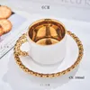 Muggar turkiska stil kaffekoppar och rätter högklassiga keramik kaffekopp set lyxguld inlay kaffesats jul present te set j240428