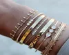 Bohemian Lady Golden Tassel Chain Crystal Charm Bracelet Set For Women Fashion Punk Arrow Opal Open Boho Beach Bangle Jewelry3963430