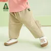 Amila Baby Girl Pants Spring Khaki 100 ٪ Cotton Tooling Style Broulds Disual Cute Lough Kids Clothing 06 Meens Fashion 240418