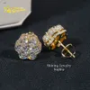 TOP VERKOOP Bloemontwerp 10k vast geelgouden Iced Out Luxury VVS Moissanite Stud oorbellen Hip Hop EarringDesigner sieraden