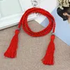 Belts Handmade Braided Women Waist Belt Vintage Thin Bohemian With Tassels Decors Decorative Dress Drop