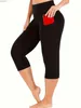 Pantalon féminin Capris Plus taille femme décontractée haute gaine de poche exercice Capri LEGSL240429