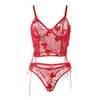 Ensembles de soutiens-gorge brodés de lingerie florale Voir à travers la pure sexy pour les femmes sous-vêtements érotiques transparents