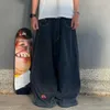 Męskie dżinsy American Vintage Cartoon Wzór dżinsy Y2K dla mężczyzn i kobiet 2024 Nowy trend modowy Hip-Hop Loose dżinsy Harajuku szerokie nogi Pantsl2403