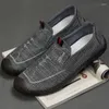 Casual Shoes Loafers Men Canvas Shoe Cloth Spring Linen 2024 Mens Lightweight Cow Tendon Sole Walking Breathable