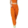 Women's Pants Women Baggy Cargo Elastic Waist Parachute With Multiple Pockets Y2k Straight Wide Leg Jogger Streetwear