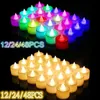 Bougies 12/24 / 48pcs Lights LED sans flammes Lights Batteras Powered Tealight Romantic Tea Bandles pour la fête d'anniversaire Décorations de mariage D240429