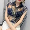 Women's Blouses Shirts Womens Vintage Floral Print Blouse Slveless Shirts Ladies Tops Casual Chiffon Shirt Summer 2024 10225 Y240426