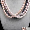 Colliers pendants Collier de perle femme Natural Eau de riz en forme de riz pour la chaîne-cadeau d'anniversaire 45 cm Drop Livraison bijoux penda dhdfs
